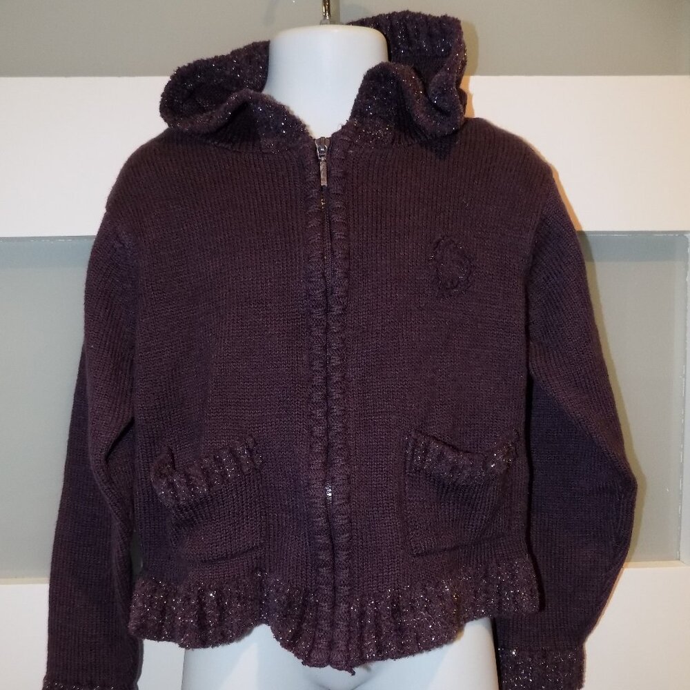 Lee Purple Sparkle Zip Up Hoodie Sweater Jacket Size 5 Girl's